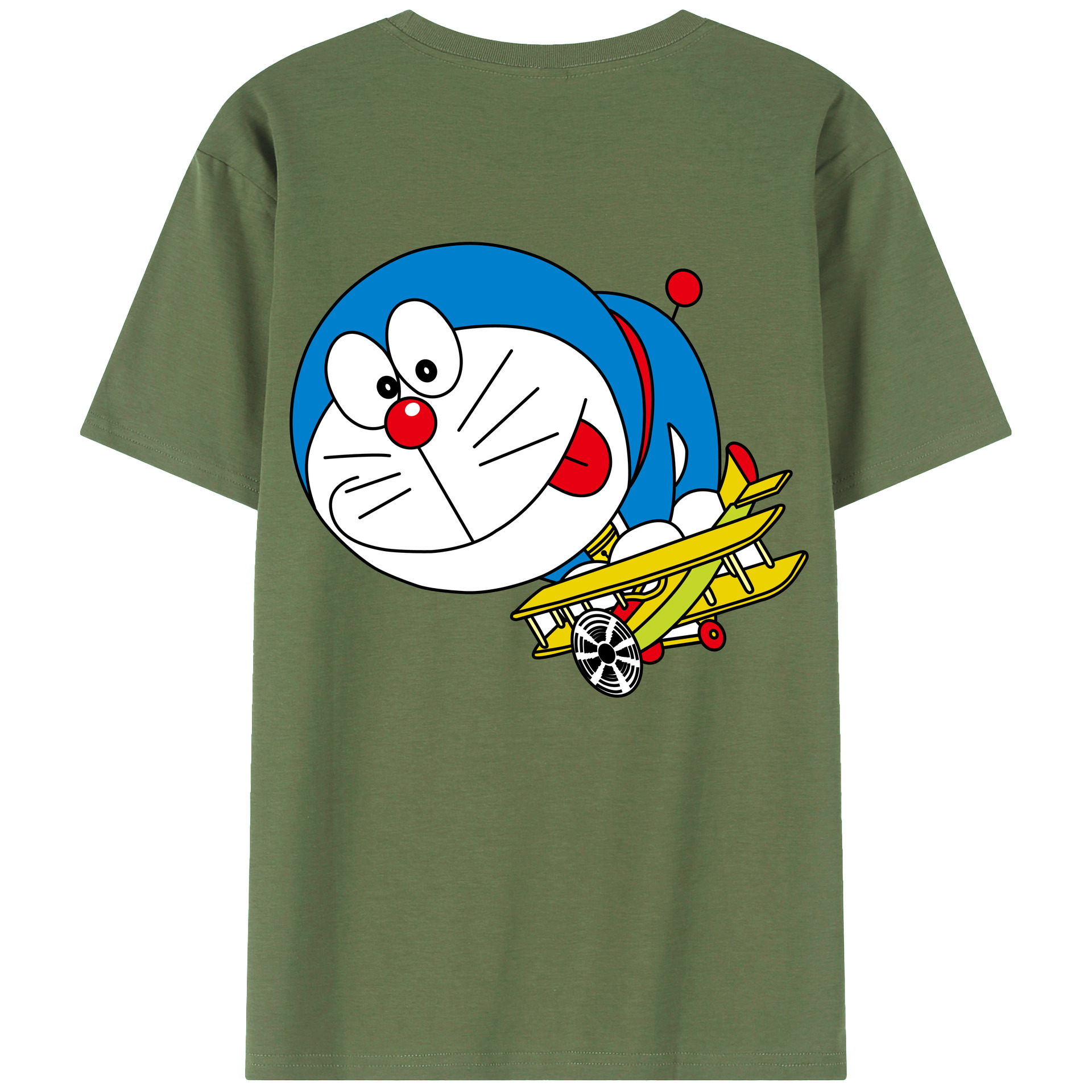 （画像用） ドラえもん Doraemon 綿100％ メンズ半袖Tシャツ（バックプリント） 通気性